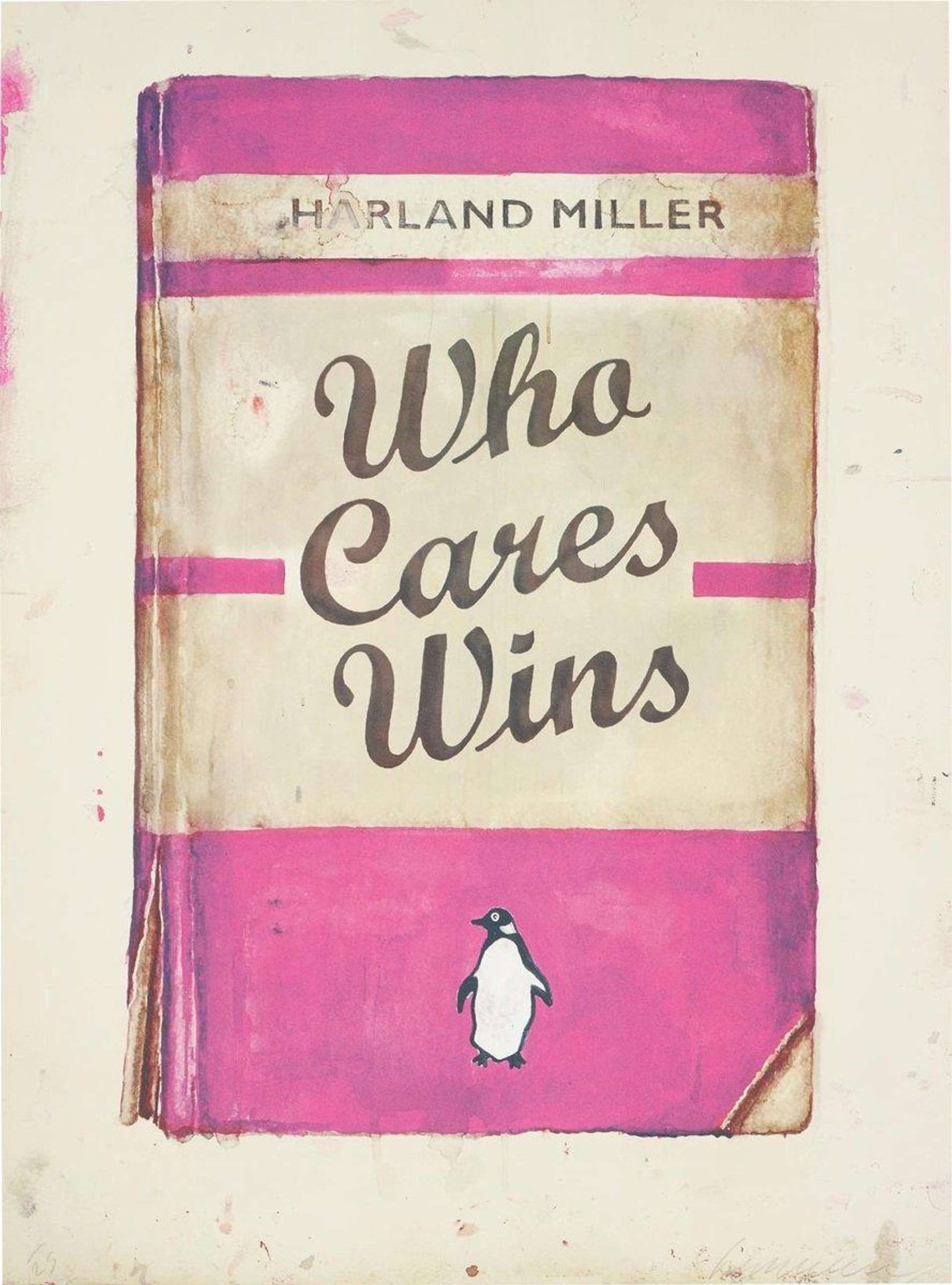 Who Cares Wins (pink) - Signed Print by Harland Miller 2016 - MyArtBroker