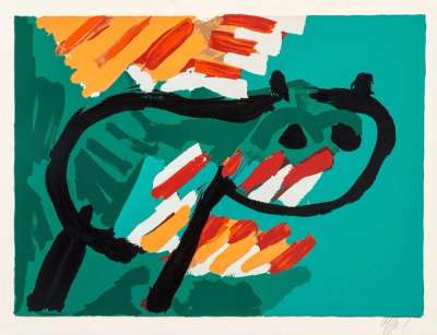 Green Cat - Signed Print by Karel Appel 1978 - MyArtBroker