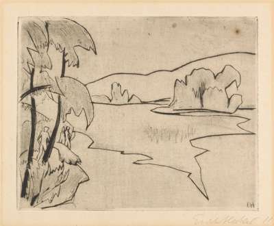 Pond Landscape - Signed Print by Erich Heckel 1911 - MyArtBroker
