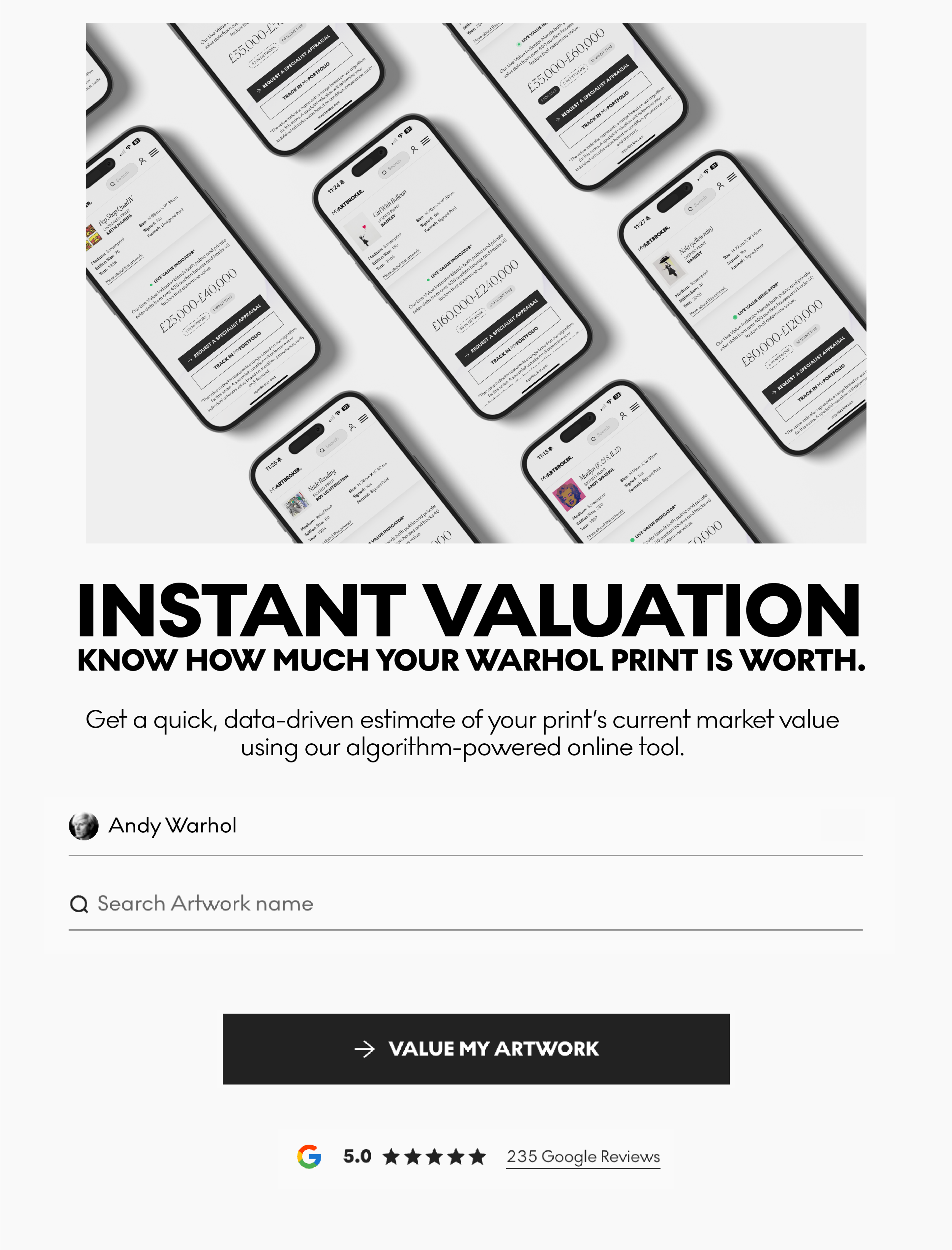 Warhol Instant Valuation Tool
