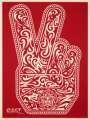 Shepard Fairey: Peace Fingers (red) - Signed Print