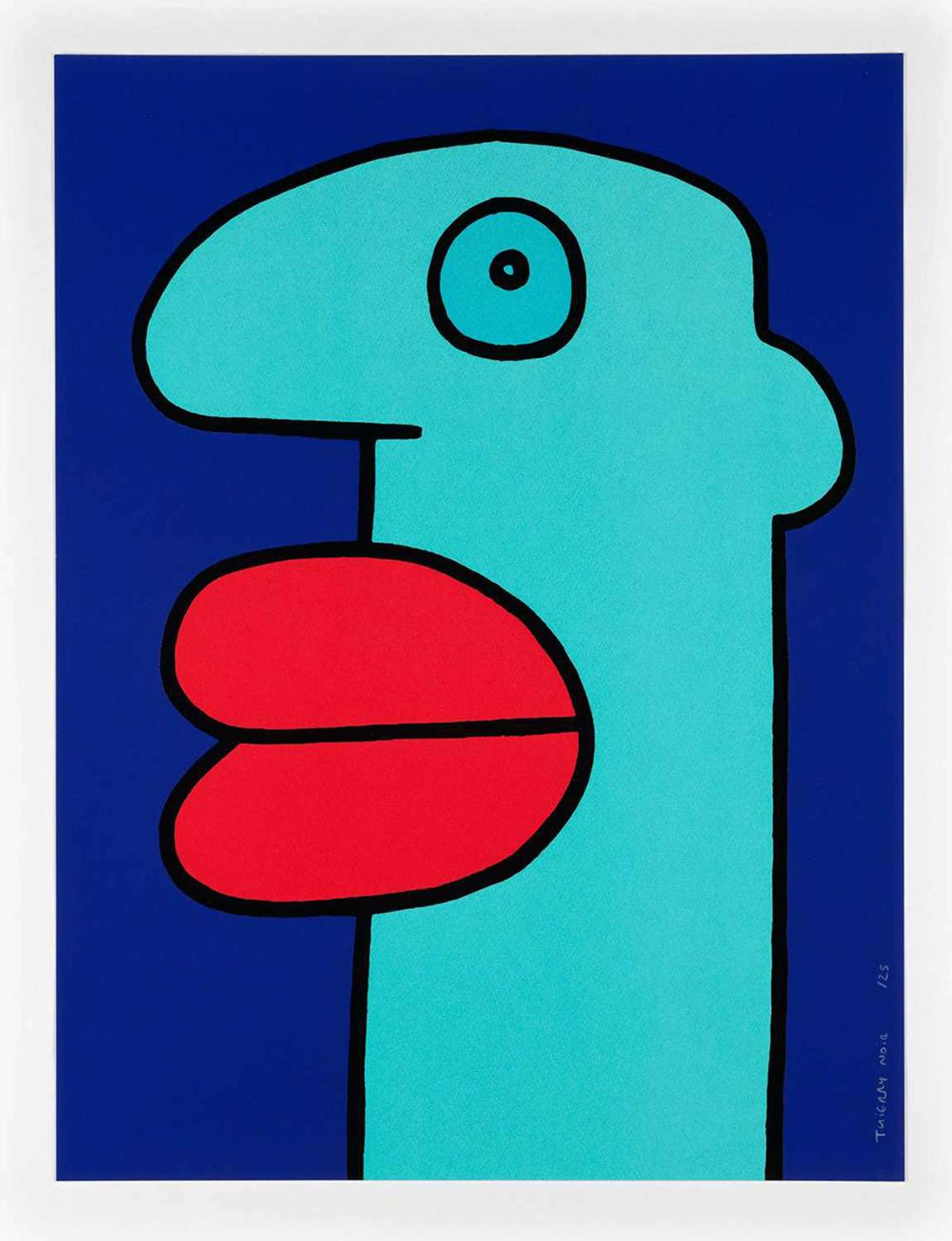 Blue Head - Signed Print by Thierry Noir 2014 - MyArtBroker