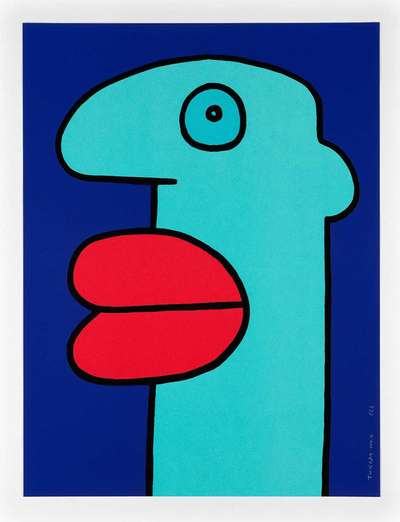 Blue Head - Signed Print by Thierry Noir 2014 - MyArtBroker