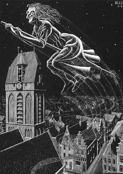 Flying Witch - Signed Print by M. C. Escher 1933 - MyArtBroker
