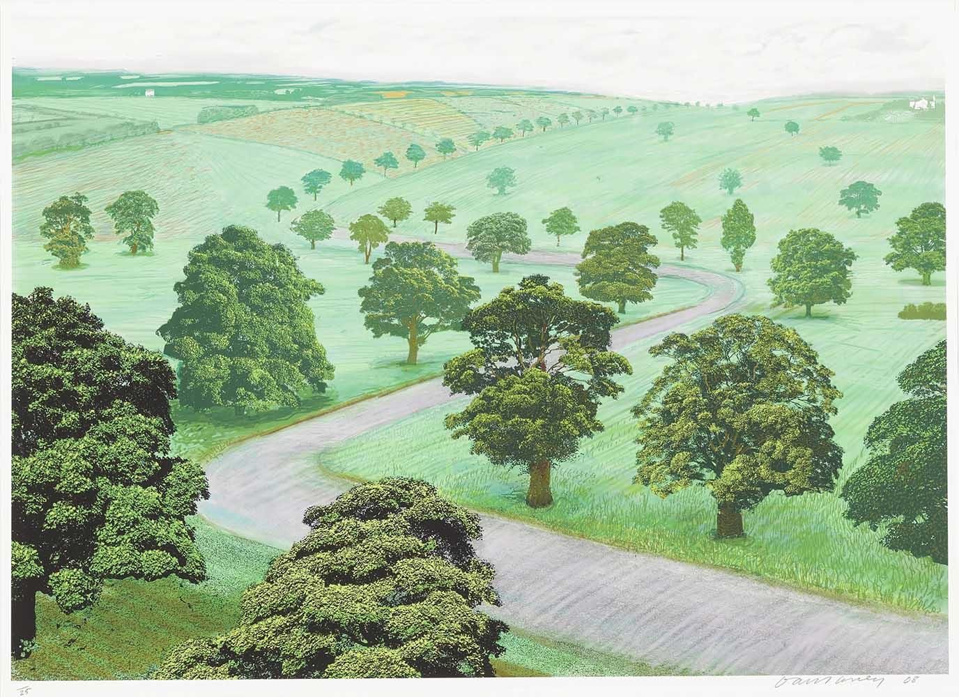絵画 Evergreen Valley KAWASE HASUI WOODBLOCK PRINT VIEW OF AN AZALEA GARDEN AND MT