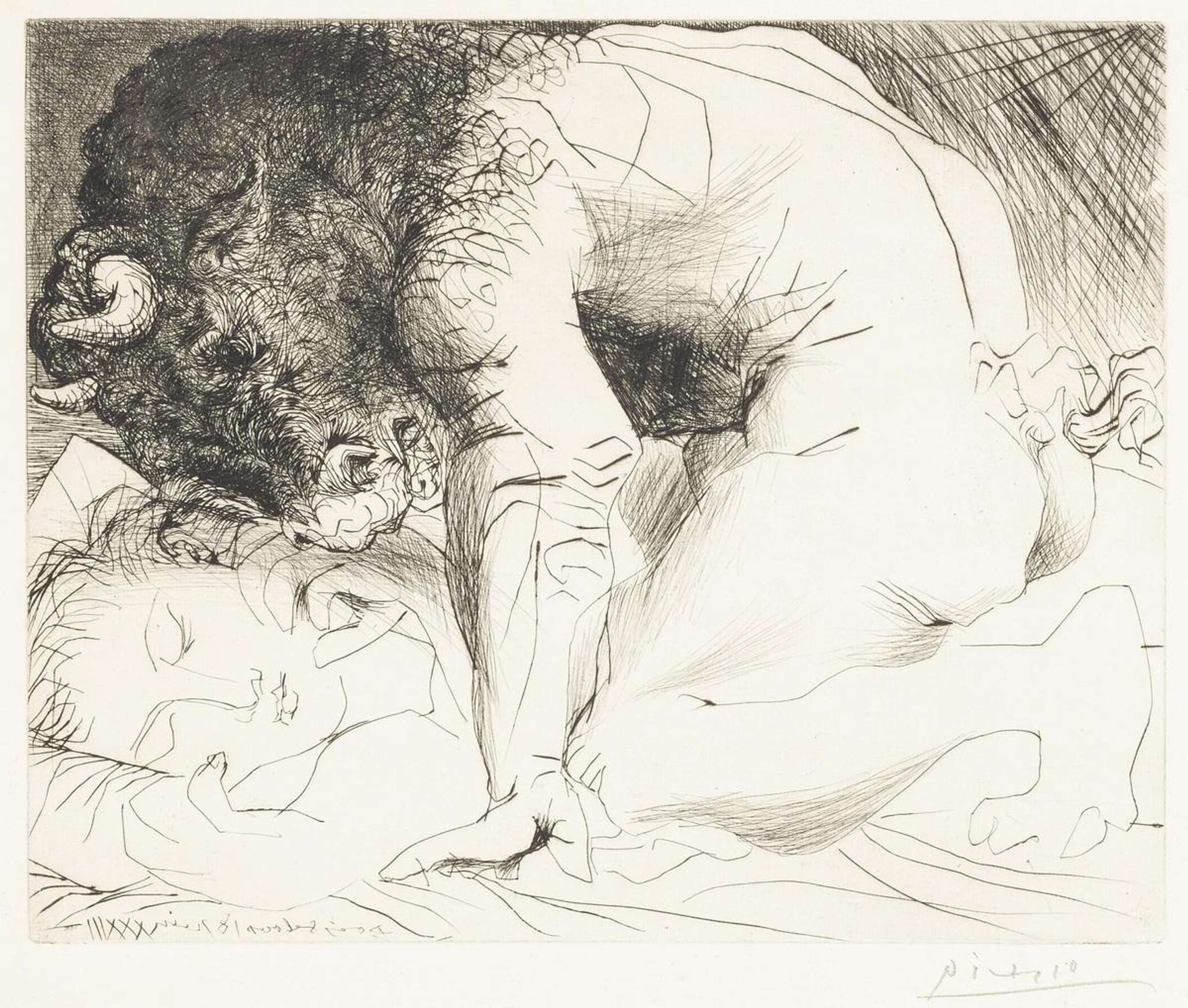 Minotaure Caressant Une Dormeuse - Signed Print by Pablo Picasso 1933 - MyArtBroker