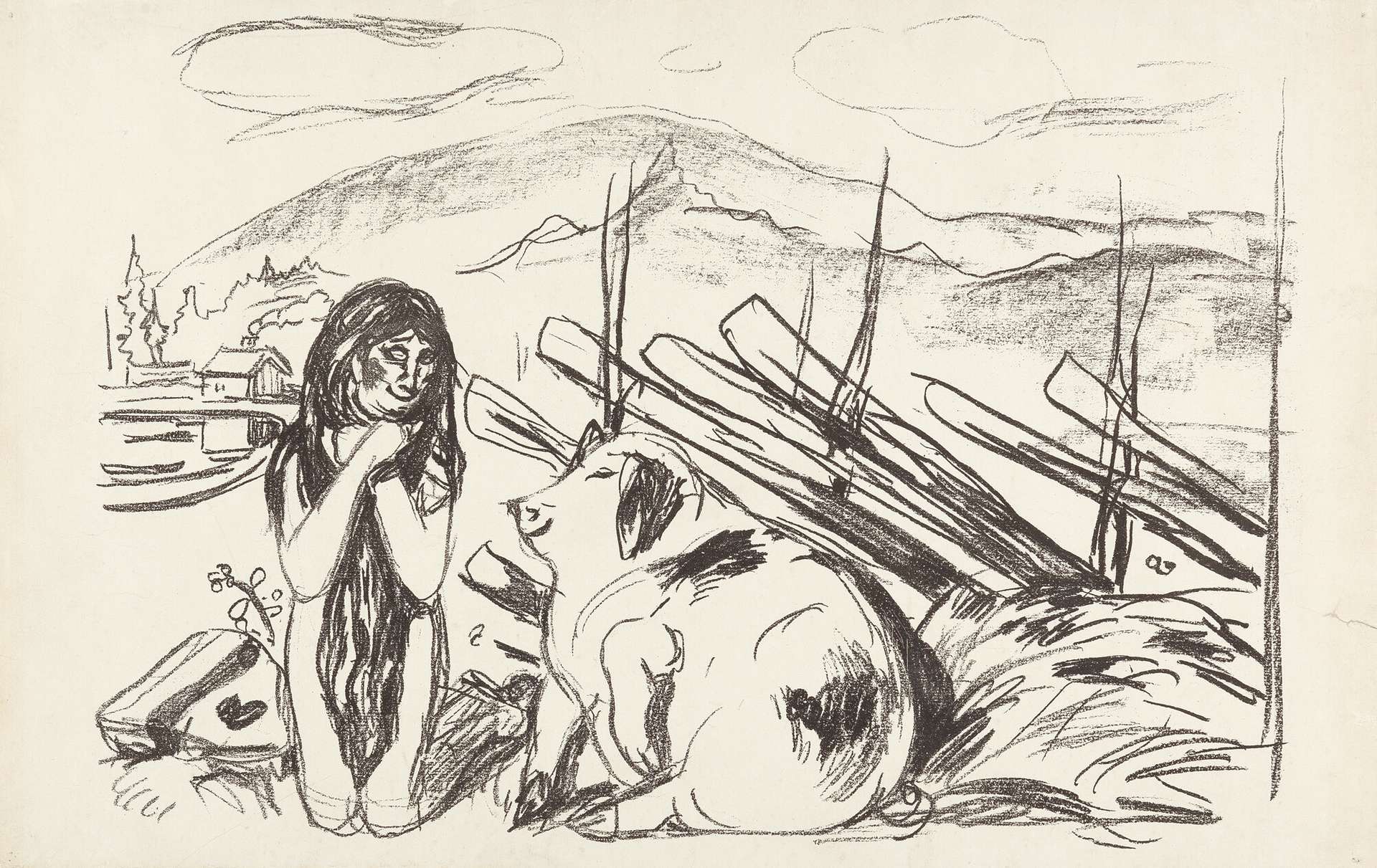 Omega And The Pig - Unsigned Print by Edvard Munch 1909 - MyArtBroker