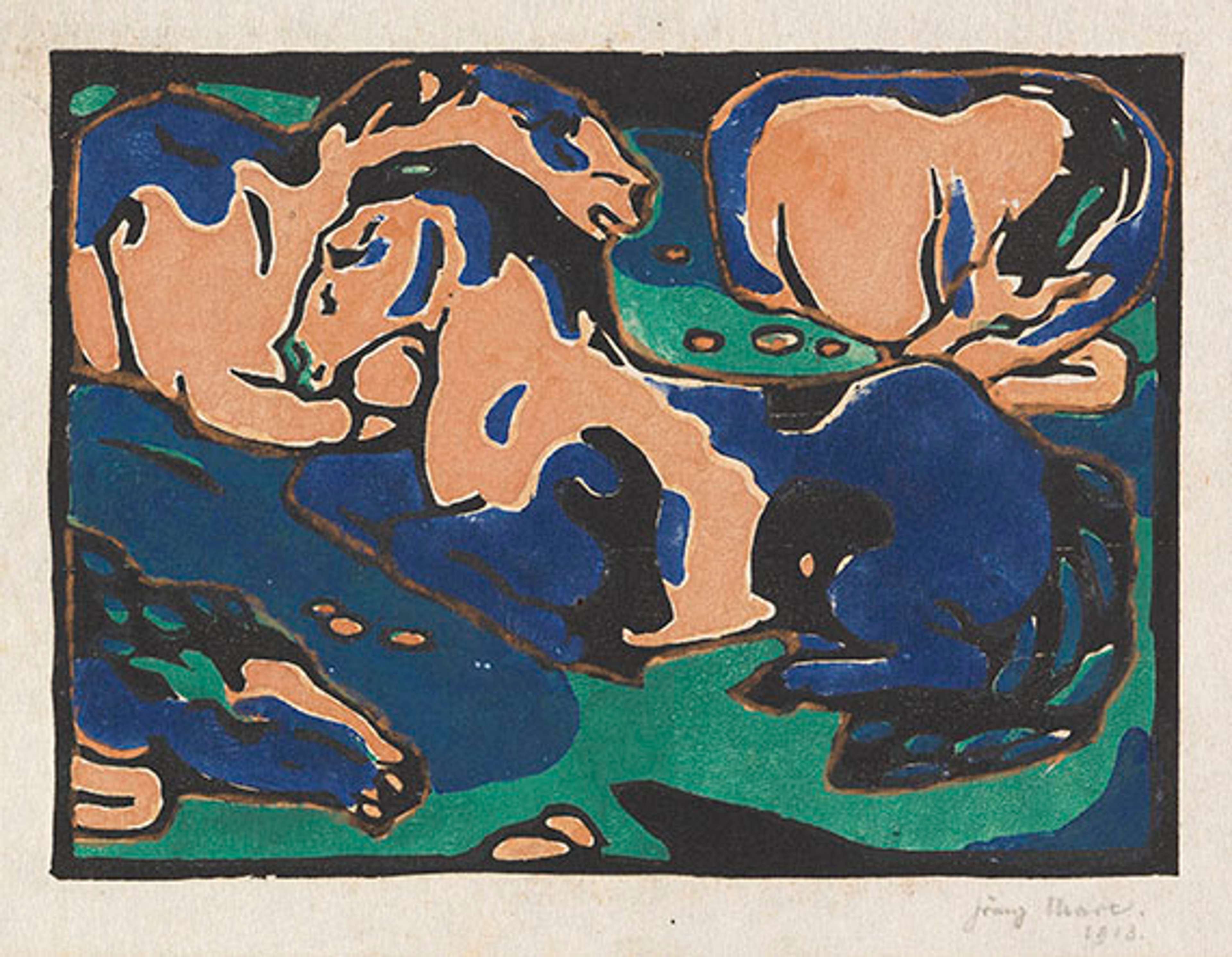 Resting Horses - Signed Print by Franz Marc 1911 - MyArtBroker