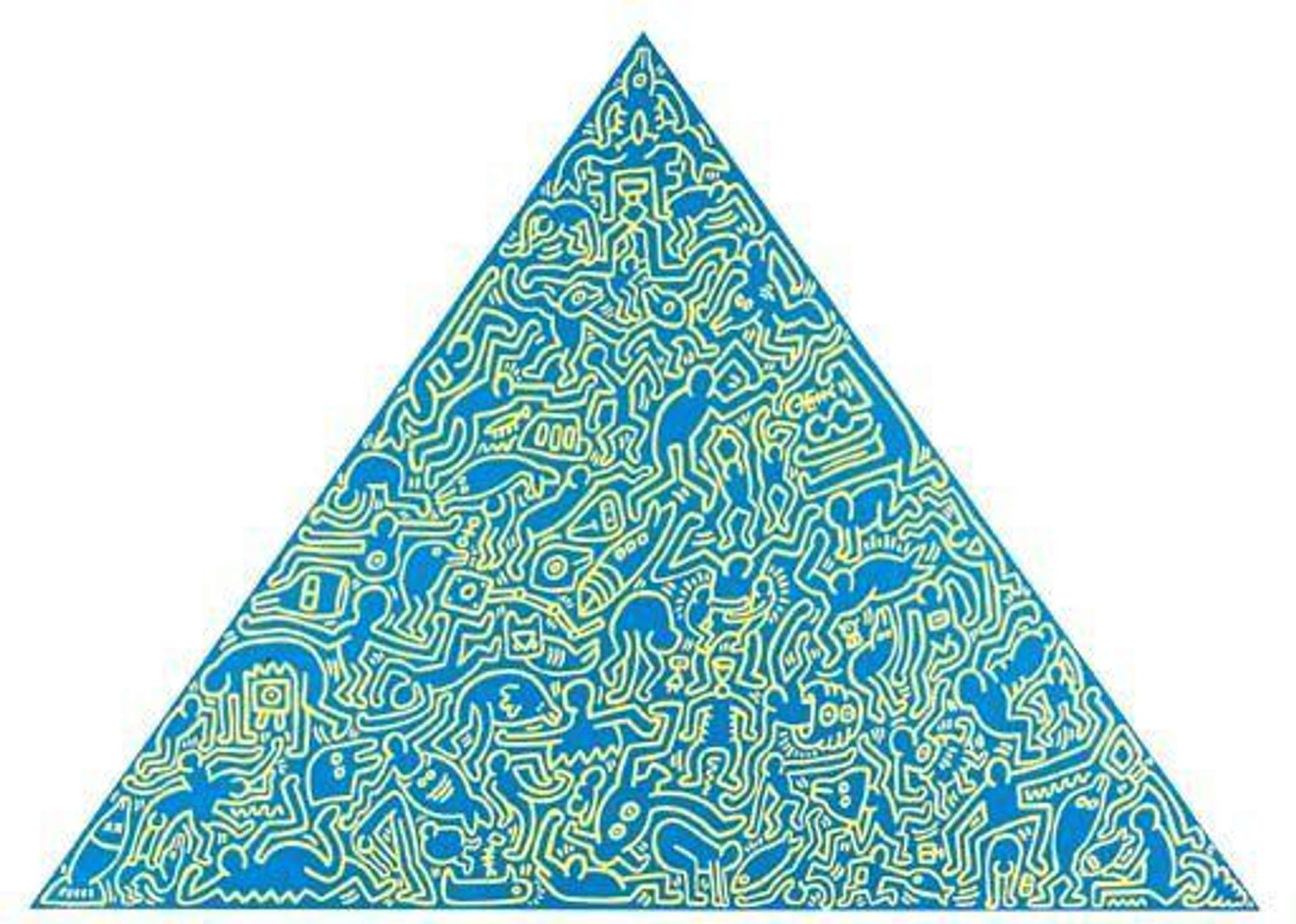 Keith Haring: Pyramid (blue) - Signed Print