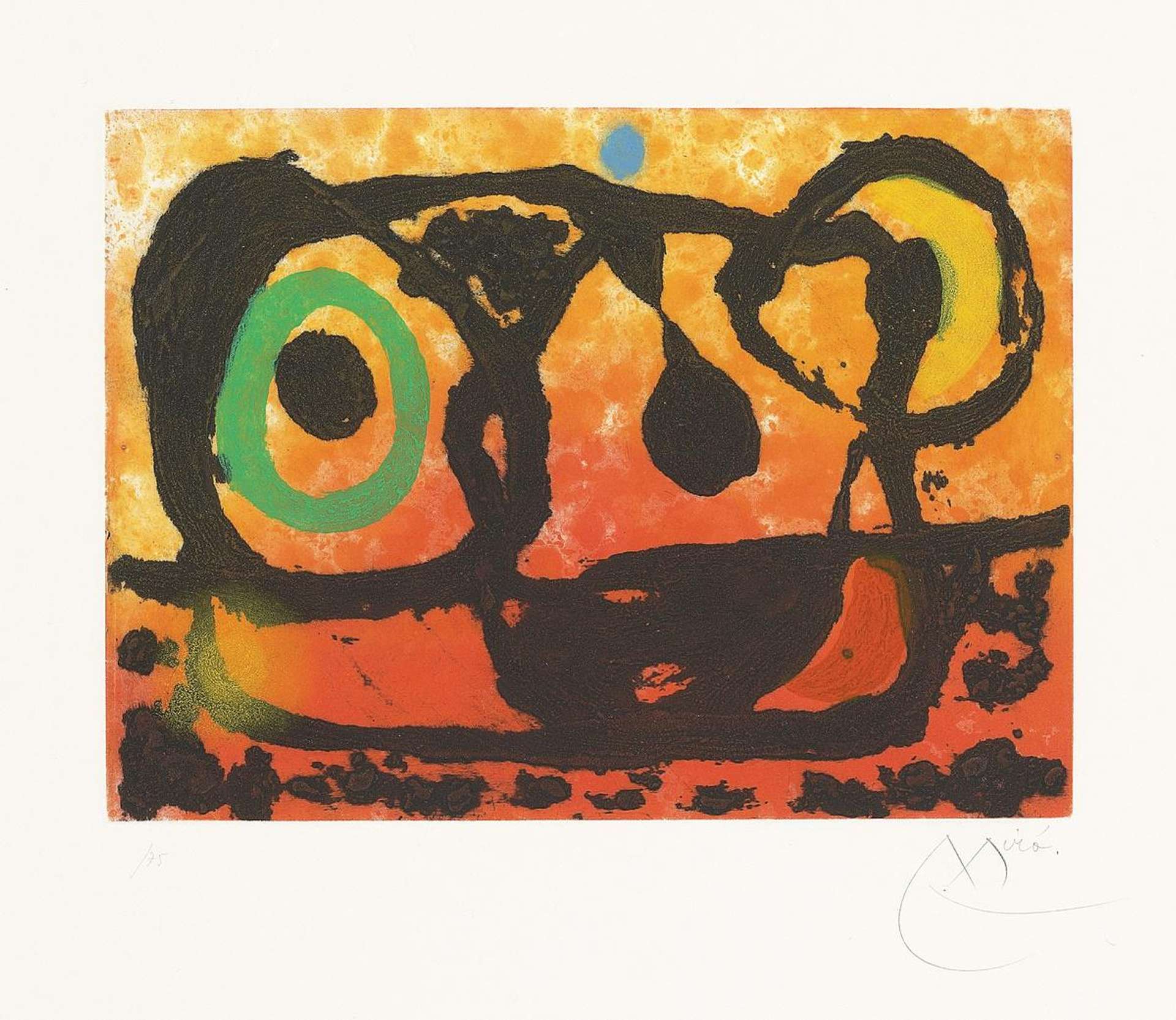 Joan Miró: Tête Au Soleil Couchant - Signed Print