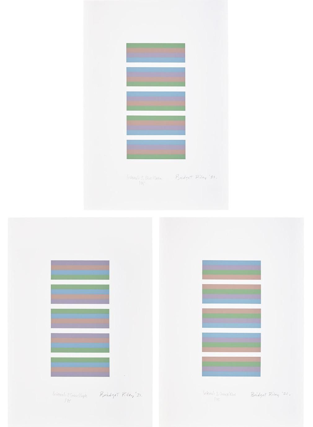 Bridget Riley Intervals 3 (complete set) (Signed Print) 2021 | MyArtBroker
