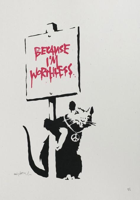 because-i-m-worthless-placard-rat-by-banksy-background-meaning