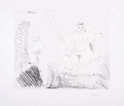 Courtisane Au Lit Avec Un Visiteur - Signed Print by Pablo Picasso 1968 - MyArtBroker