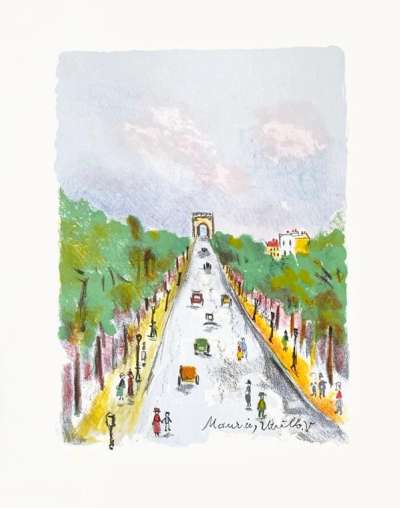 Les Champs Elysées - Signed Print by Maurice Utrillo 1955 - MyArtBroker