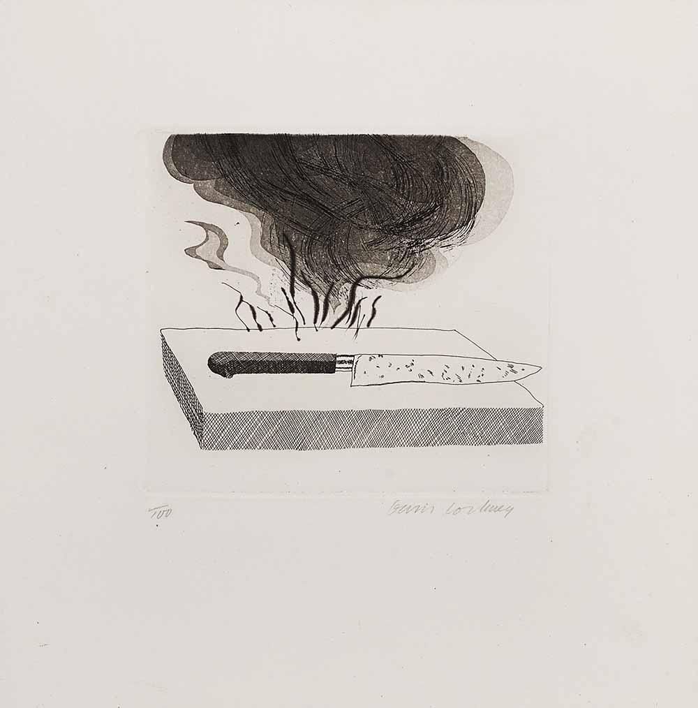 David Hockney The Carpenter's Bench, A Knife And Fire (Signed Print) 1969