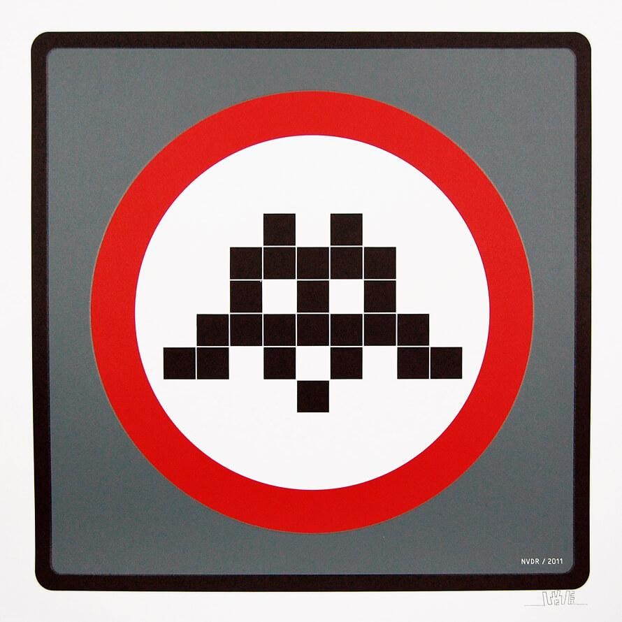 Invader Warning Invader (grey) (Signed Print) 2011 | MyArtBroker