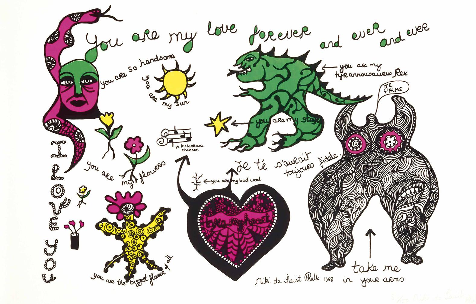 Niki de Saint Phalle You Are My Love Forever (Signed Print) 1968