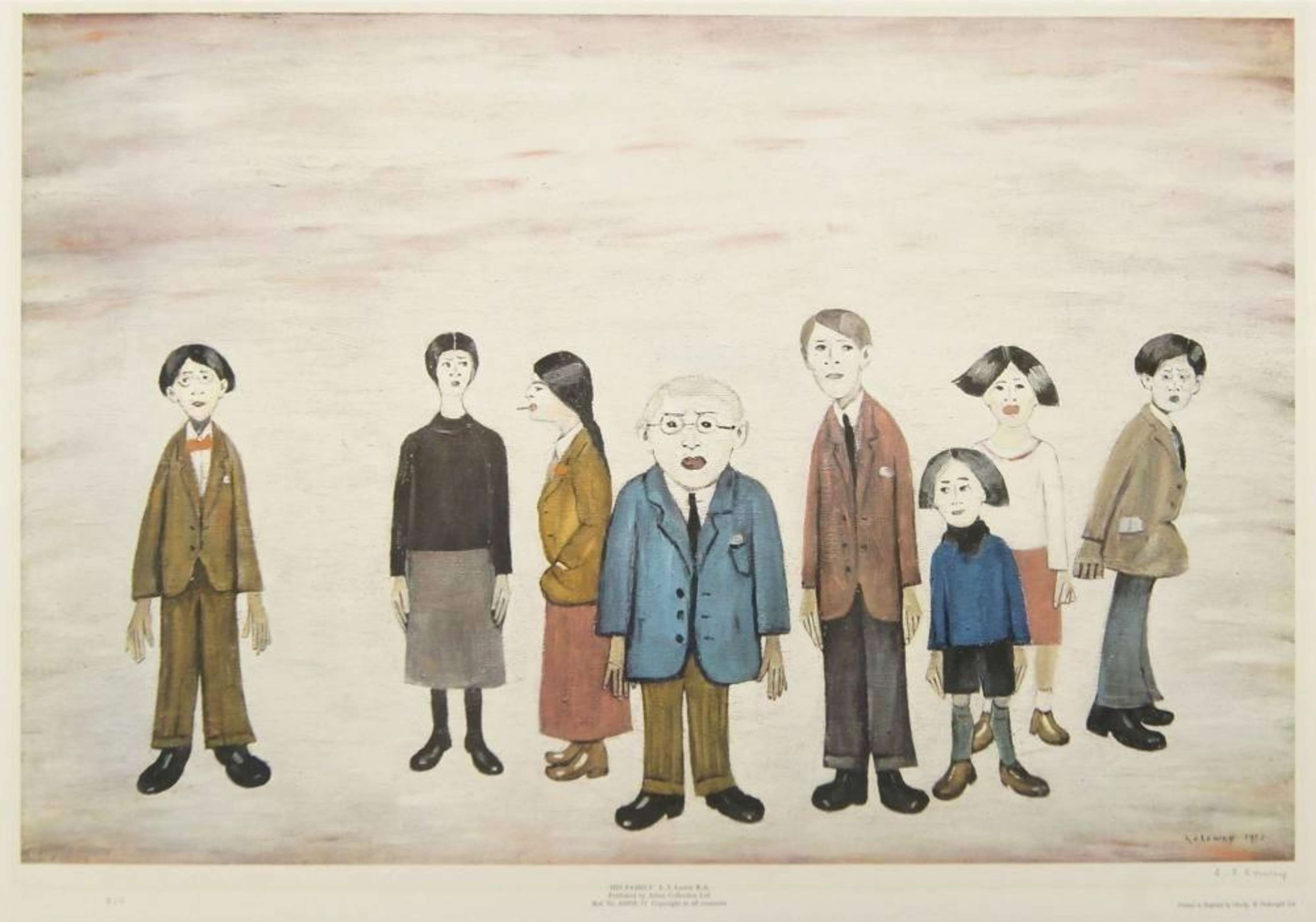 His Family - Signed Print by L S Lowry 1972 - MyArtBroker