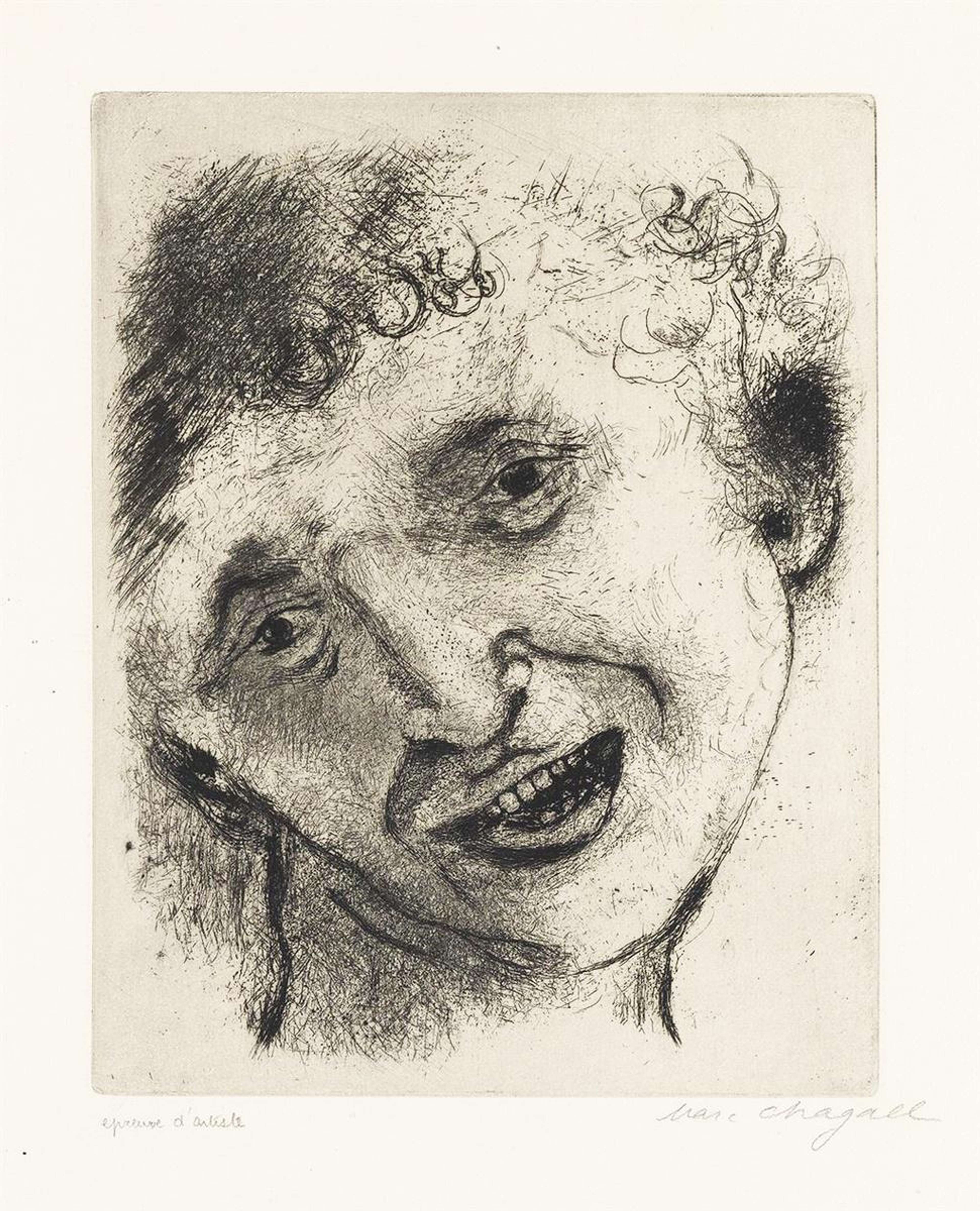 Self Portrait With Smiling Face - Signed Print by Marc Chagall 1924 - MyArtBroker