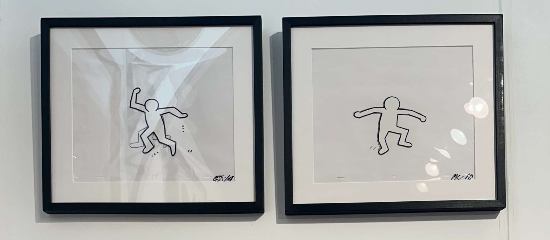 Two black and white figure studies by Keith Haring