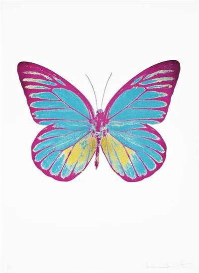 Damien Hirst: The Souls I (turquoise, oriental gold, fuchsia pink - Signed Print