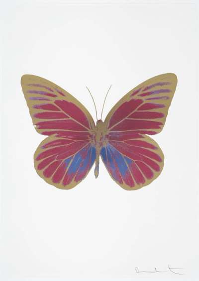 Damien Hirst: The Souls I (loganberry pink, cornflower blue, cool gold) - Signed Print