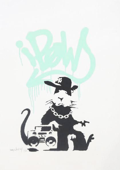 Banksy Gangsta Rat (AP pink) (Signed Print) 2004