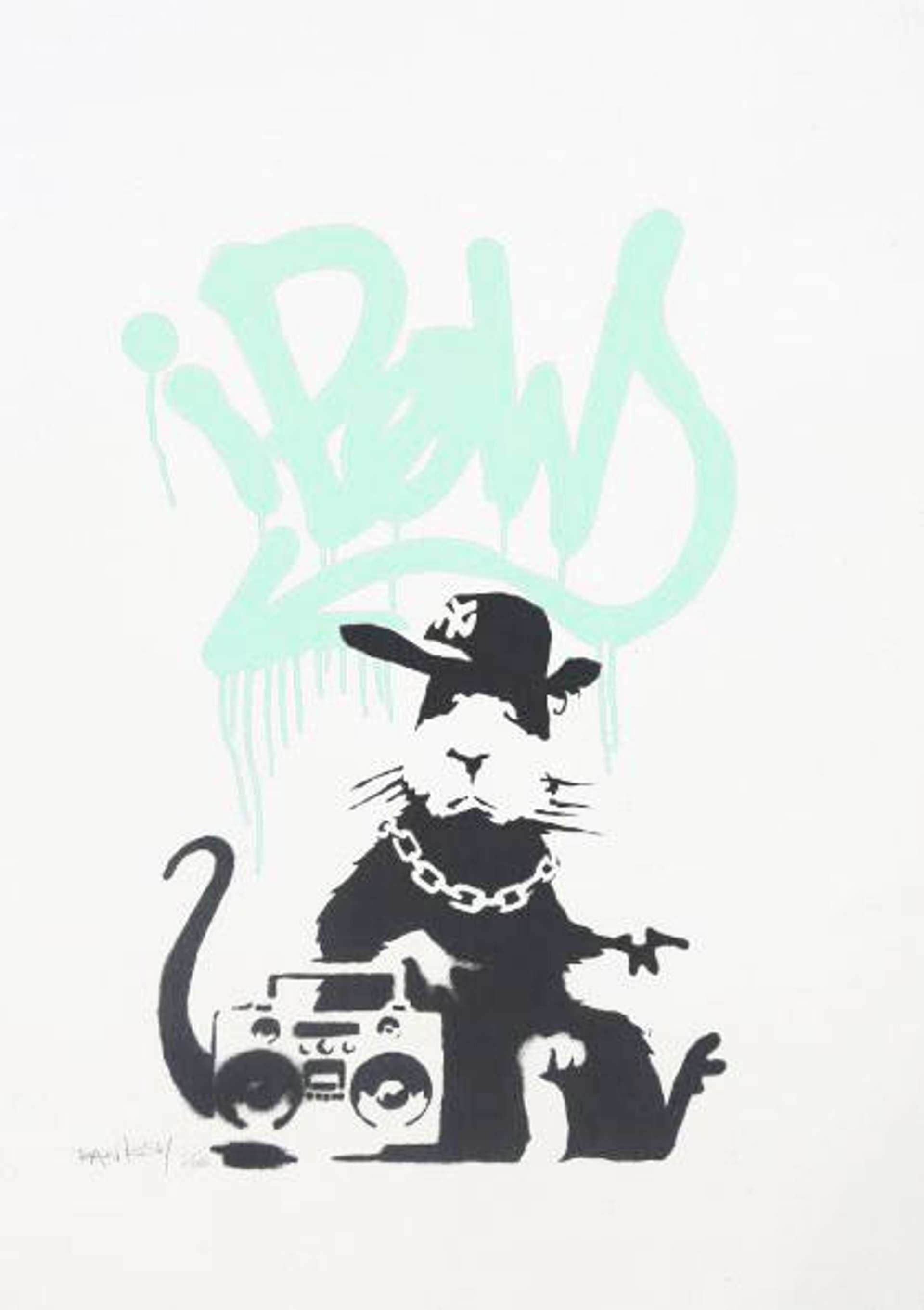 Gangsta Rat (AP mint green) - Signed Print by Banksy 2004 - MyArtBroker