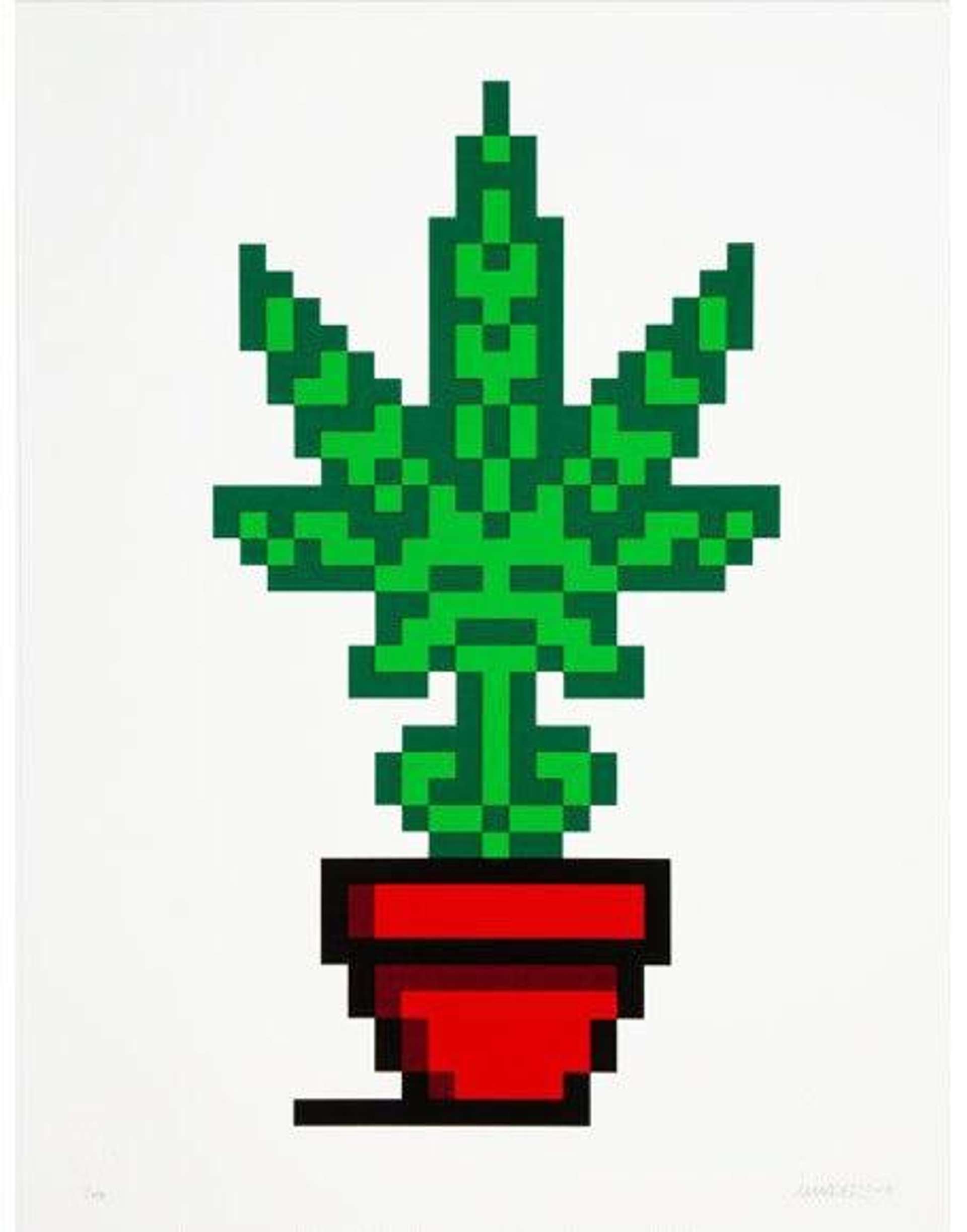 Hollyweed (red) by Invader