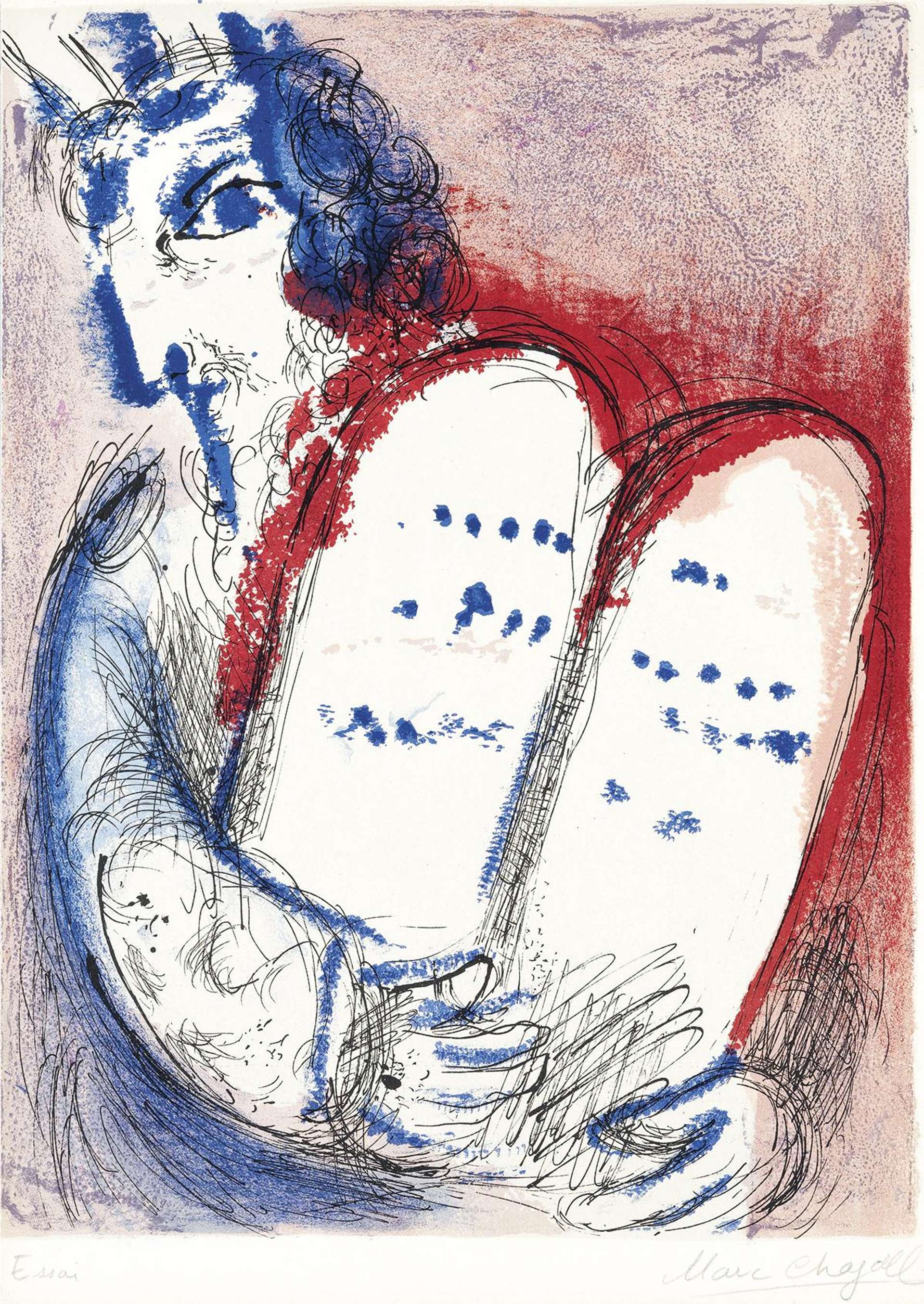 Marc Chagall: Moses With Bible - Signed Print