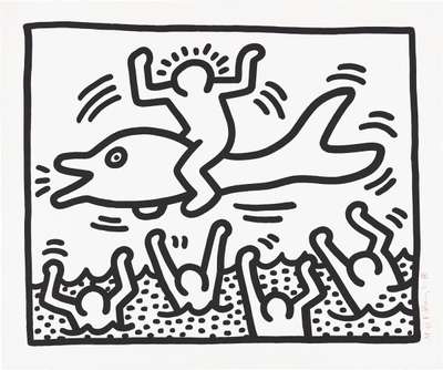 Man On Dolphin - Signed Print by Keith Haring 1987 - MyArtBroker