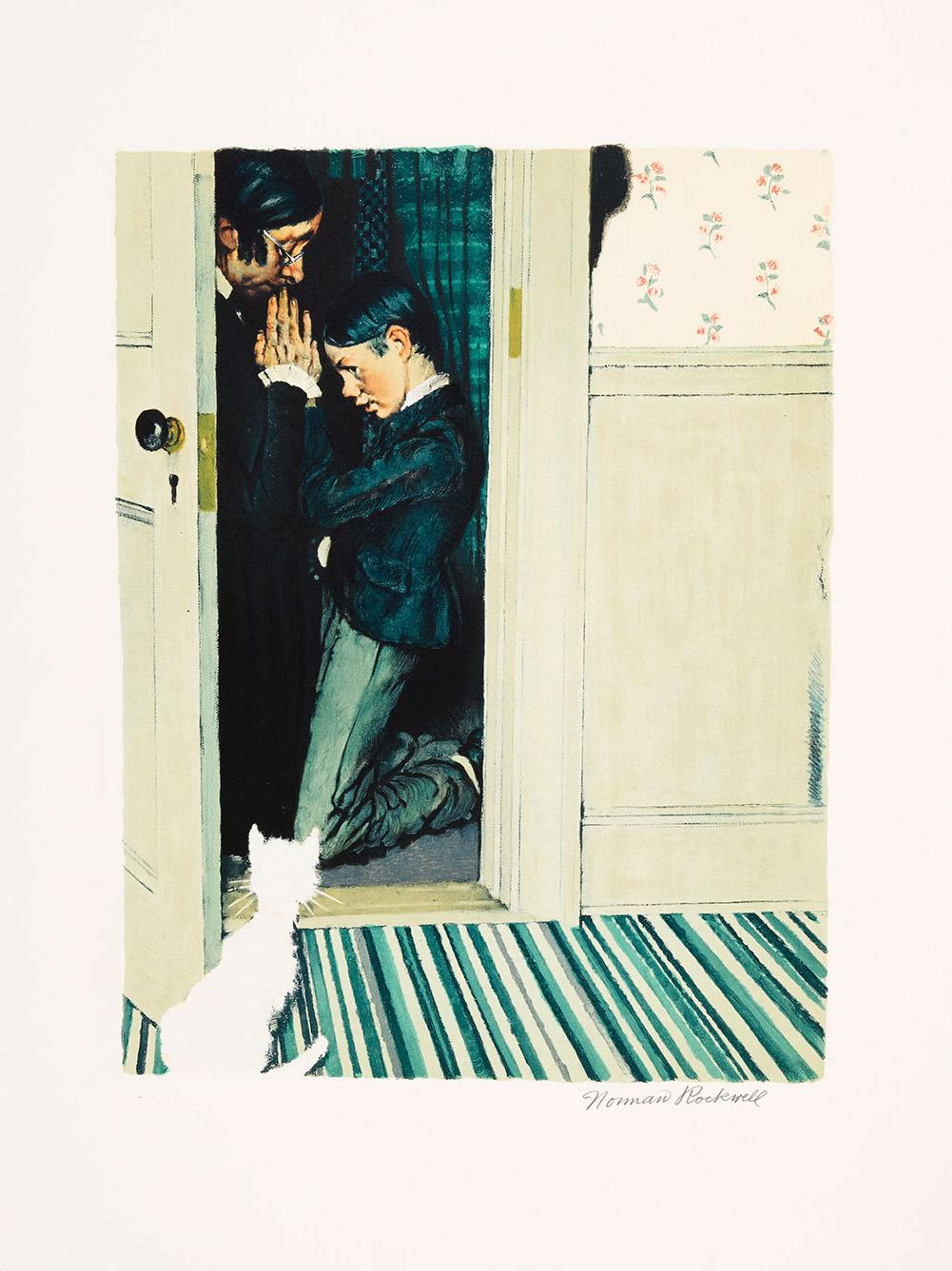 Then Miss Watson Took Me In The Closet And Prayed - Signed Print by Norman Rockwell 1977 - MyArtBroker