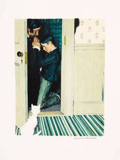 Then Miss Watson Took Me In The Closet And Prayed - Signed Print by Norman Rockwell 1977 - MyArtBroker