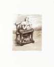 Girl Seated At Desk IV - Signed Print