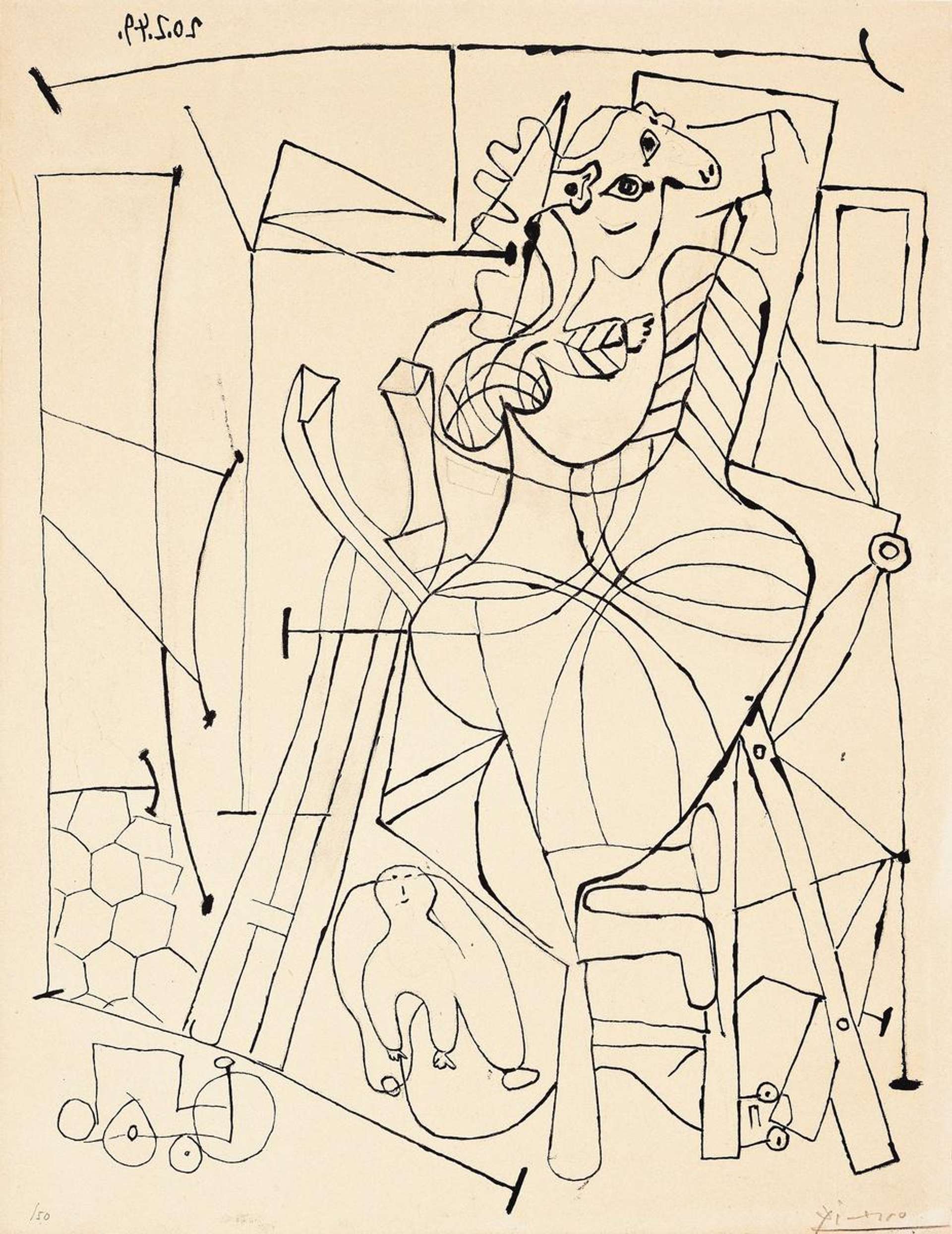 L’Artiste Et L’Enfant - Signed Print by Pablo Picasso 1949 - MyArtBroker