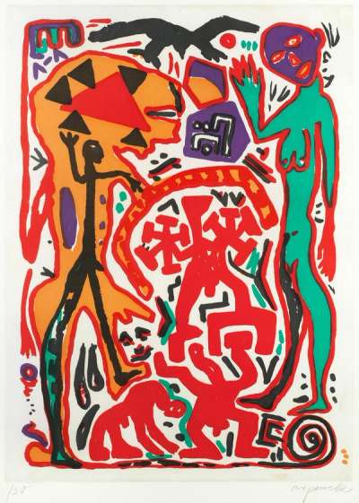 Aus Der Kindlichen In Die Pubertäre Phase - Signed Print by A. R. Penck 1984 - MyArtBroker