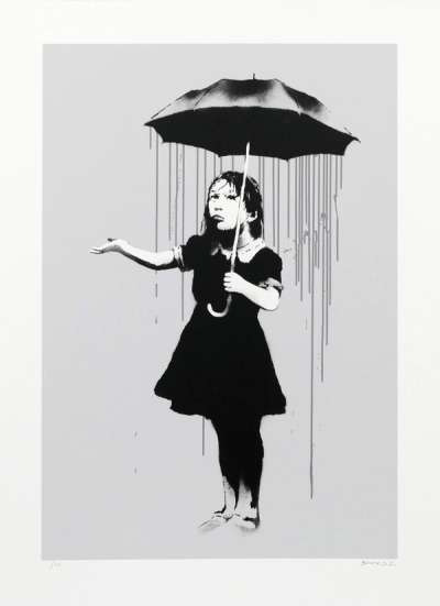 Banksy: Nola (grey rain) - Signed Print