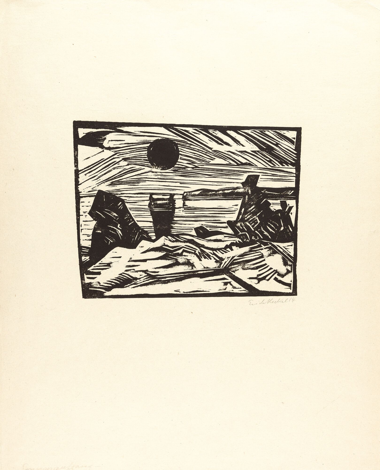 Erich Heckel Sunrise (Signed Print) 1914