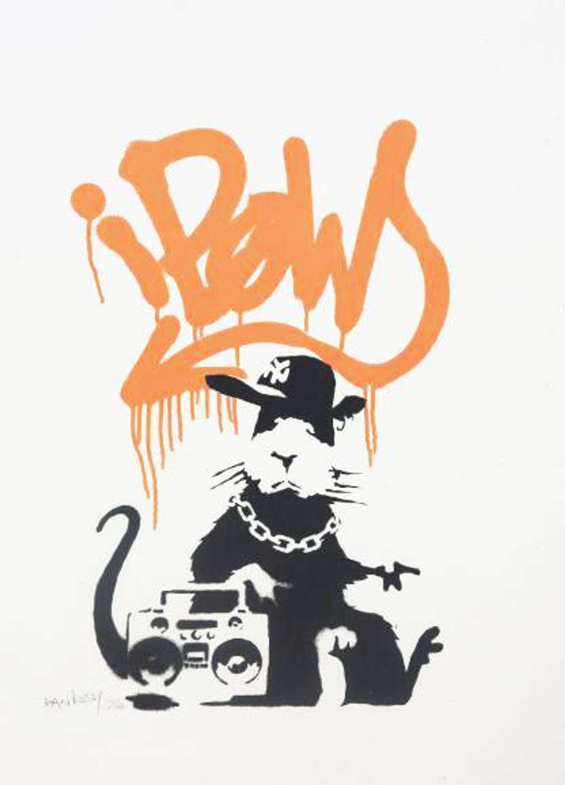 Gangsta Rat (AP orange) - Signed Print by Banksy 2004 - MyArtBroker