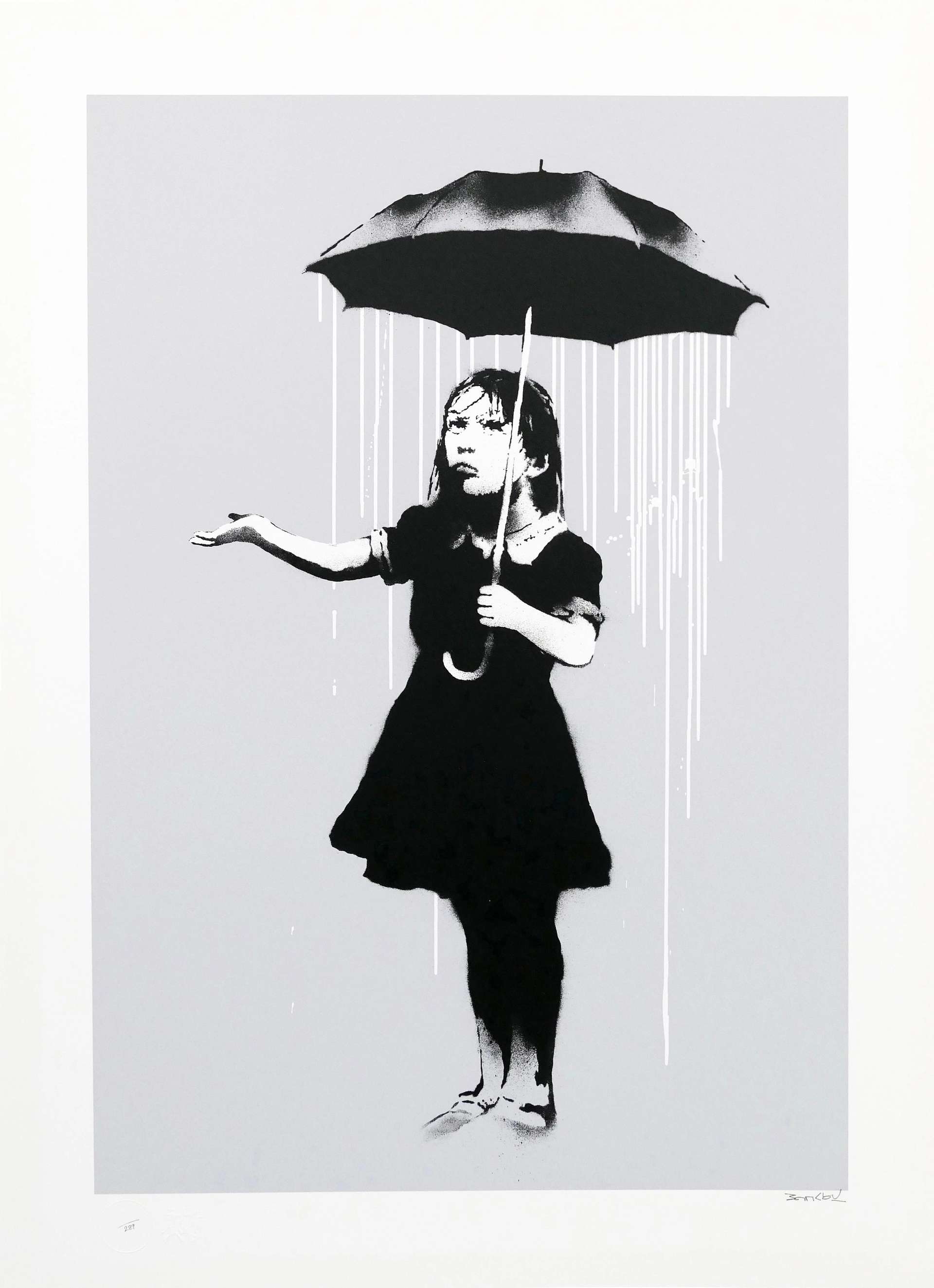 Nola (white rain) - Signed Print by Banksy 2008 - MyArtBroker