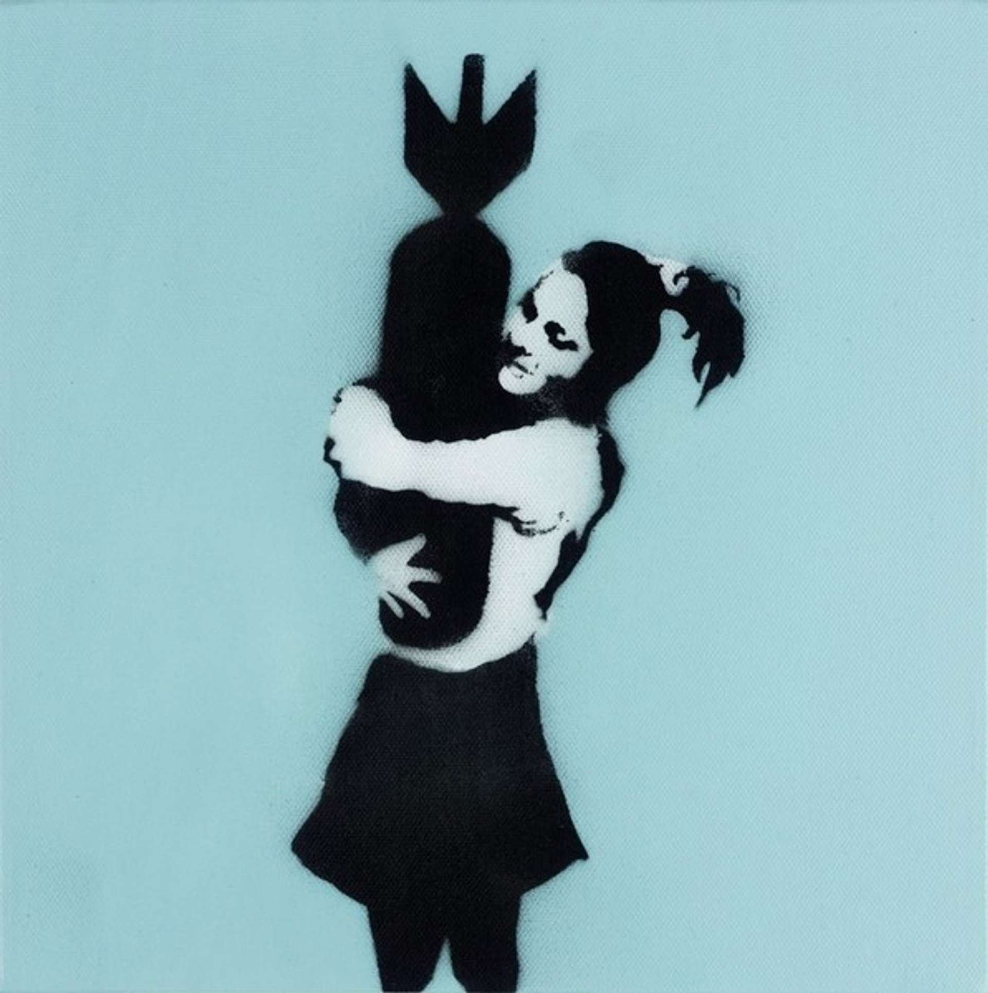 Bomb Hugger (blue background) by Banksy - MyArtBroker