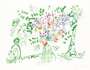 Marc Chagall: Le Bouquet Vert Et Violet - Signed Print