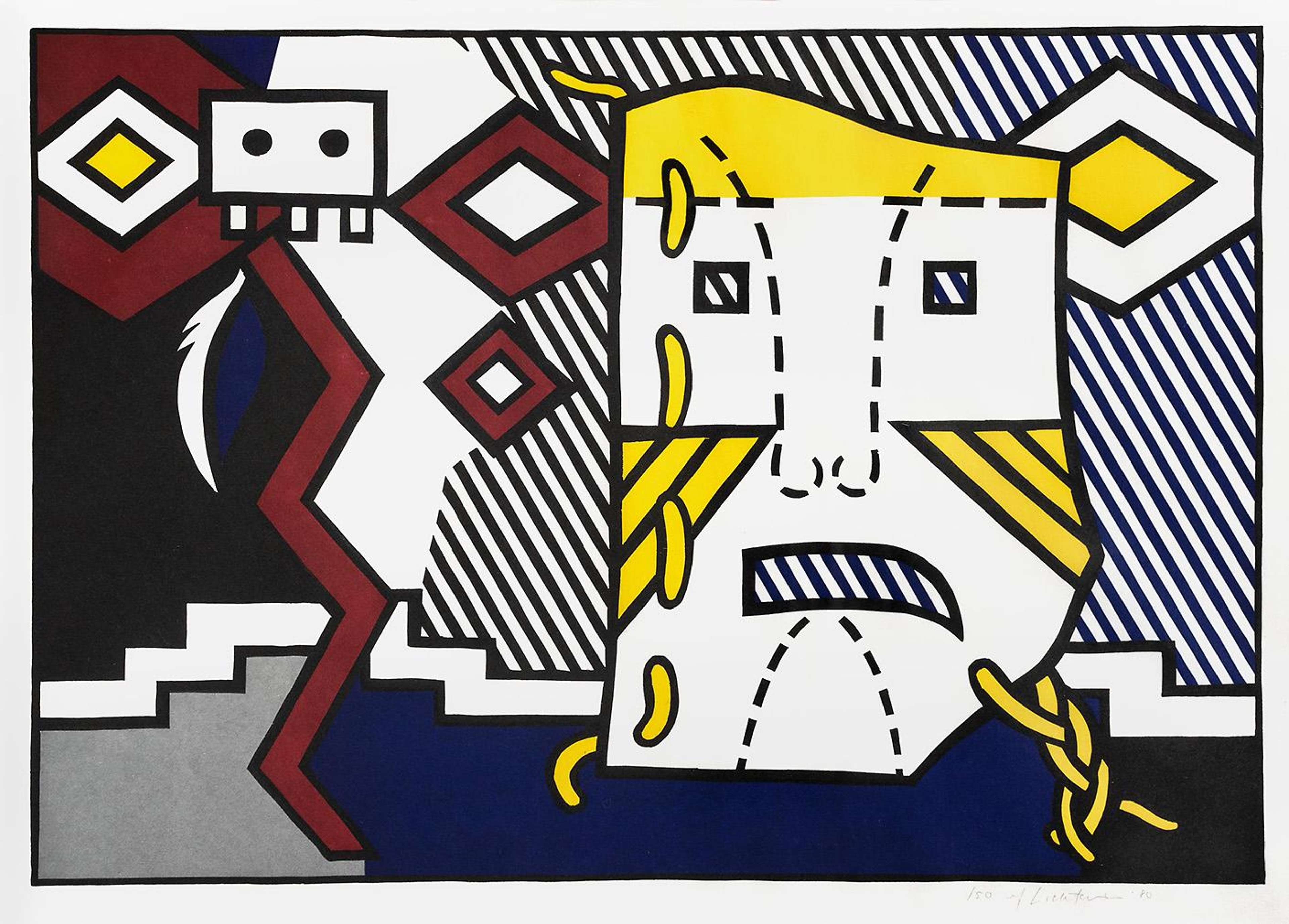 American Indian Theme V - Signed Print by Roy Lichtenstein 1980 - MyArtBroker