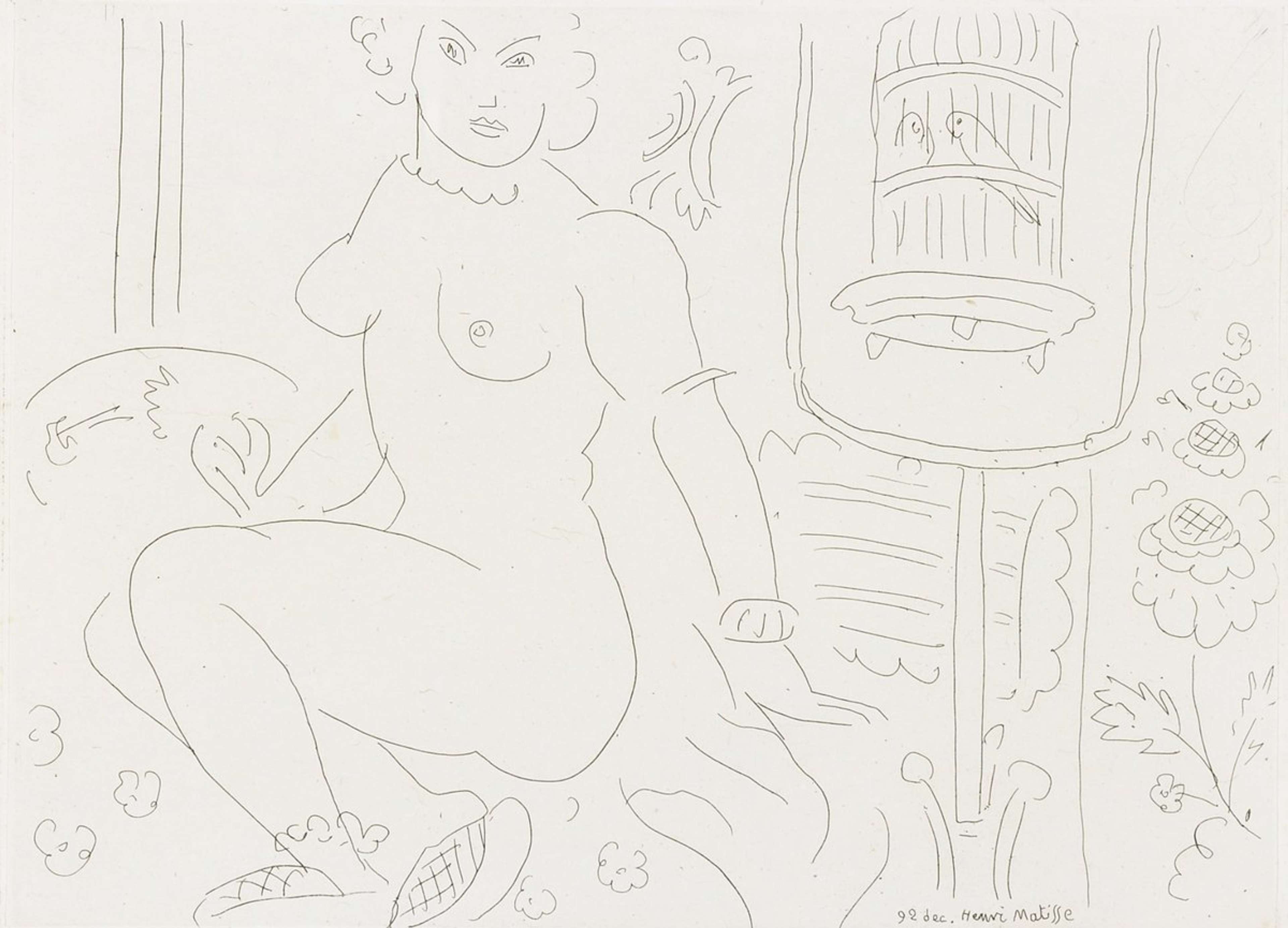 Nu Près D’Une Cage De Perruches - undefined by Henri Matisse 1929 - MyArtBroker