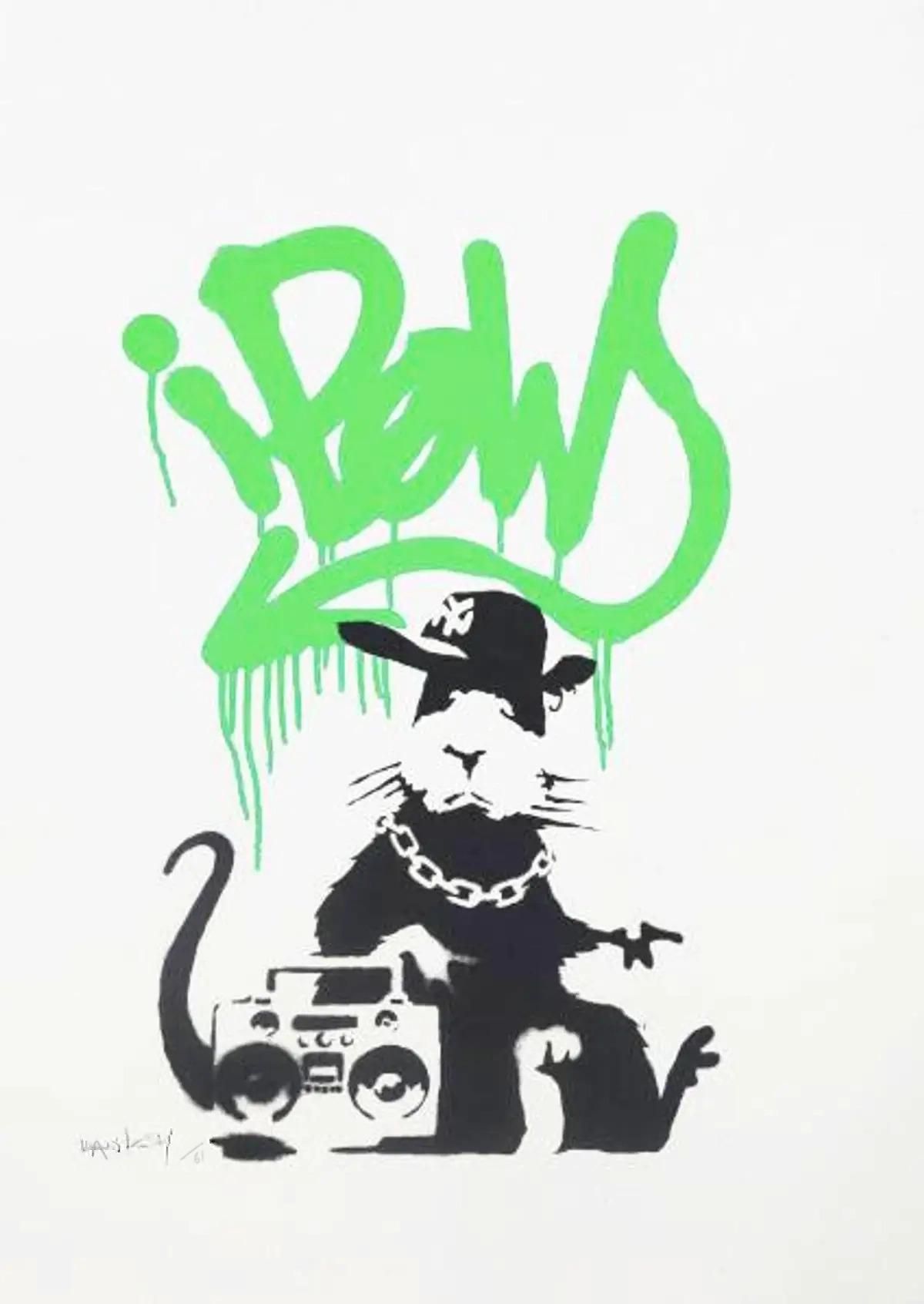 Banksy Gangsta Rat  Ed.300 Printed Signature Ed.number pencil France 