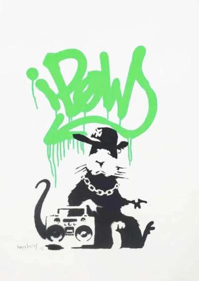 Banksy: Gangsta Rat (AP green) - Signed Print