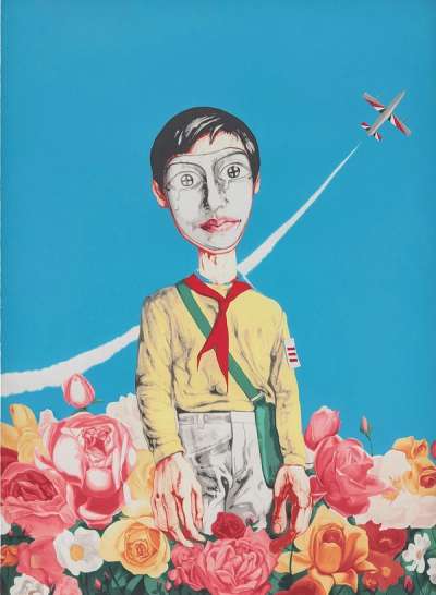 Plane And Flowers - Signed Print by Zeng Fanzhi 2006 - MyArtBroker