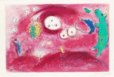 Marc Chagall: Printemps Au Pré - Signed Print