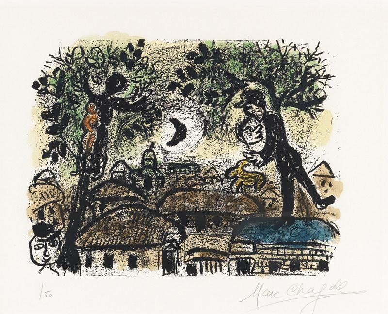 Marc Chagall La Lune Noire (Signed Print) 1965 | MyArtBroker