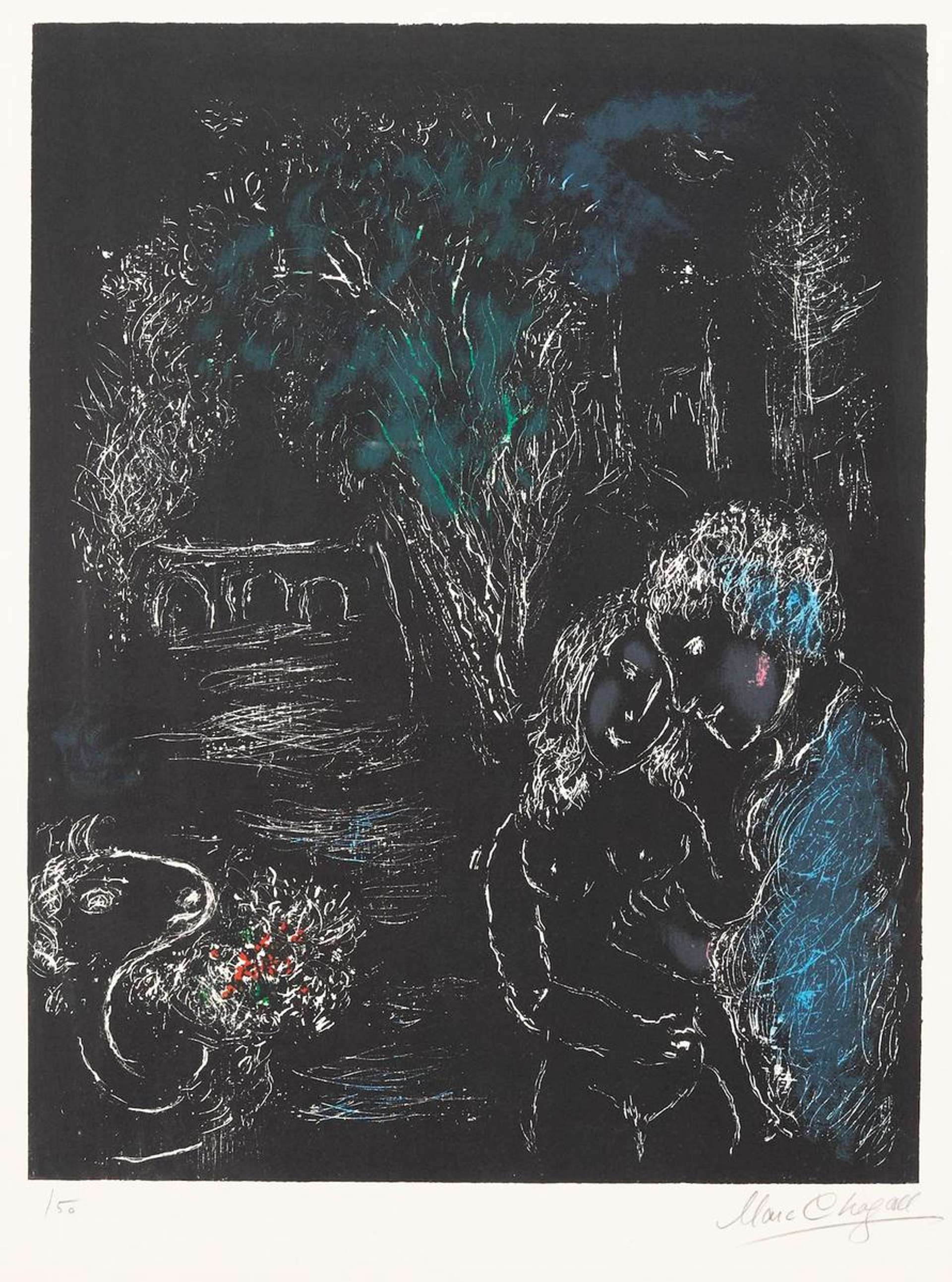 L'Arbre Vert Aux Amoureux - Signed Print by Marc Chagall 1980 - MyArtBroker